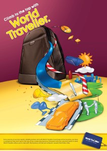 A proposed branding campaign for World Traveller luggages. First in a series of three. 